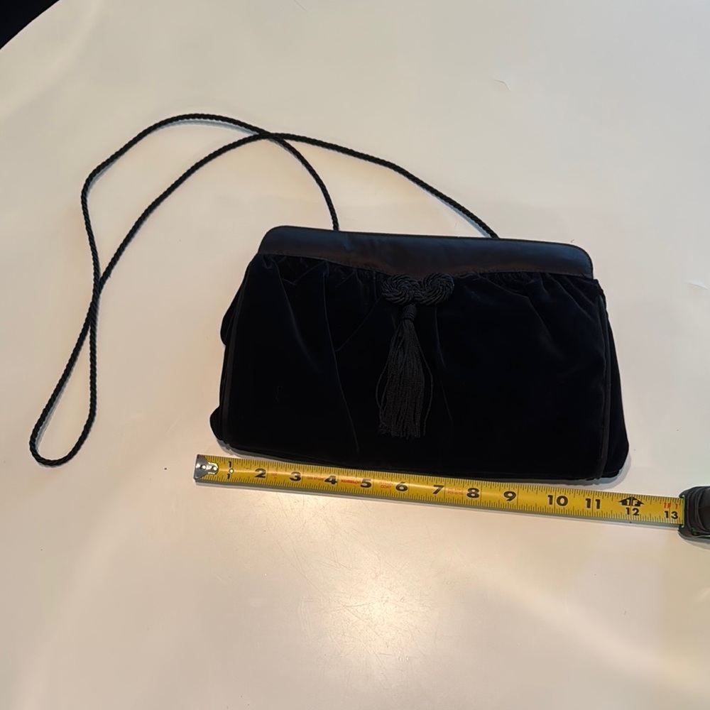 Chic Black Velvet Clutch with Tassel